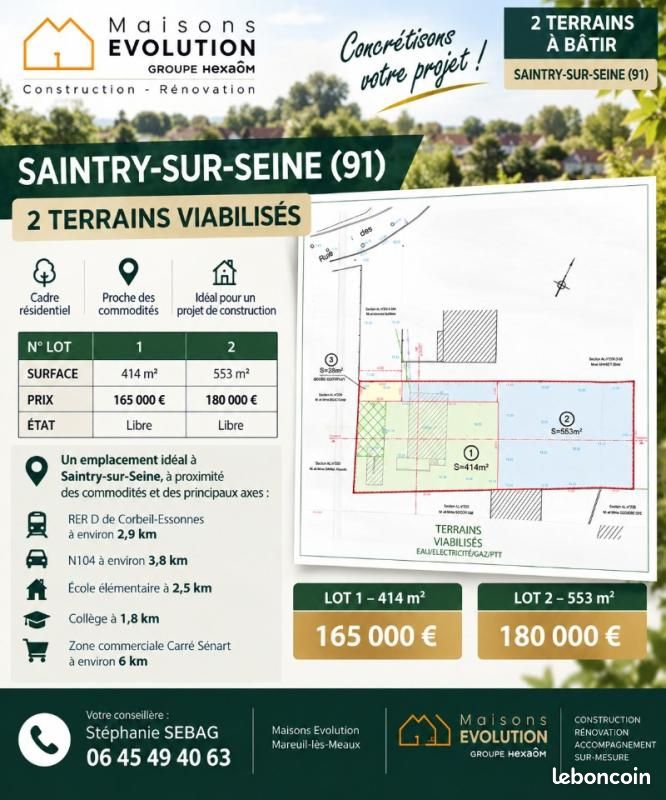 Terrain 414 m² Saintry Sur Seine · à Saintry-sur-Seine · 165 000 €