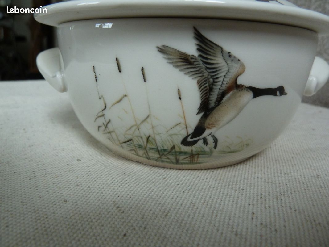 Joli sucrier décor couple de canards porte bonheur porcelaine de Paris (image 5)