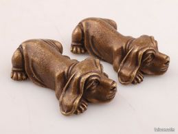 STATUETTE BRONZE CHIEN COUCHE laiton (image 4)
