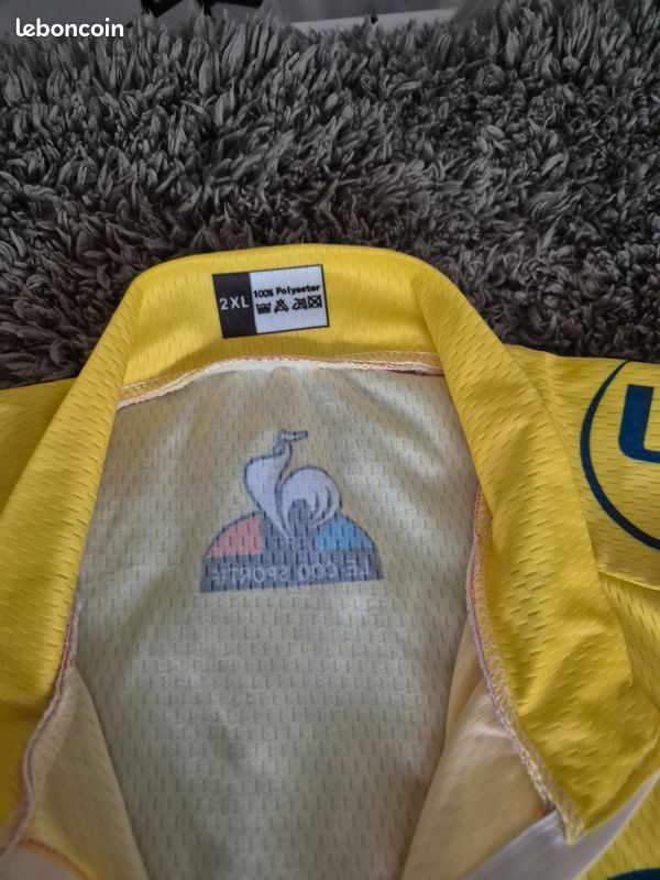 Maillot Cycliste Le Coq Sportif – Jaune, Zippé Intégral, Taille XL, Le Tour France