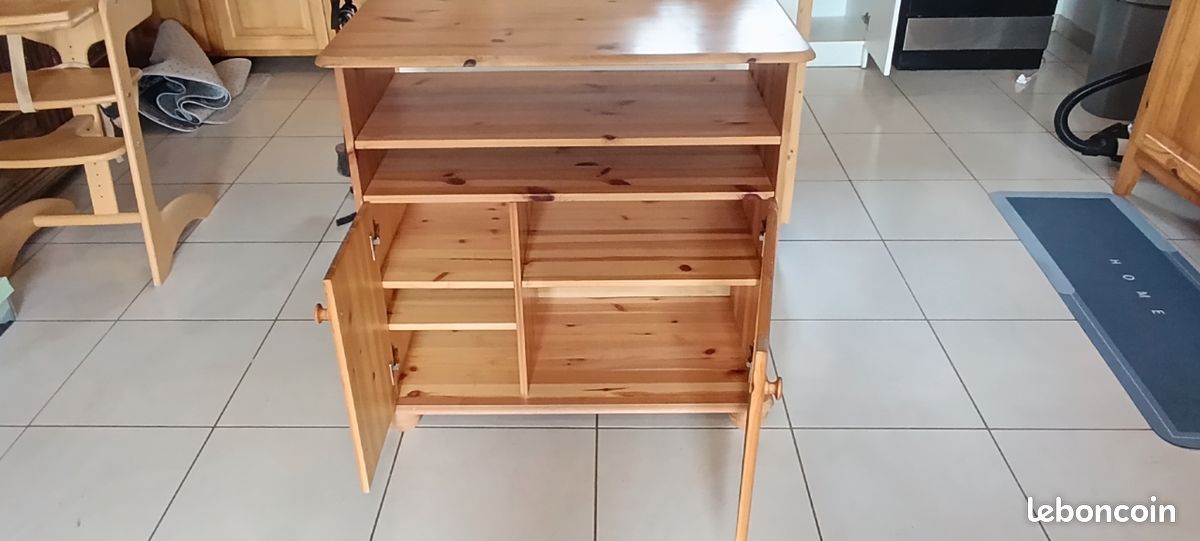 Meuble hifi TV rangement bois (image 2)