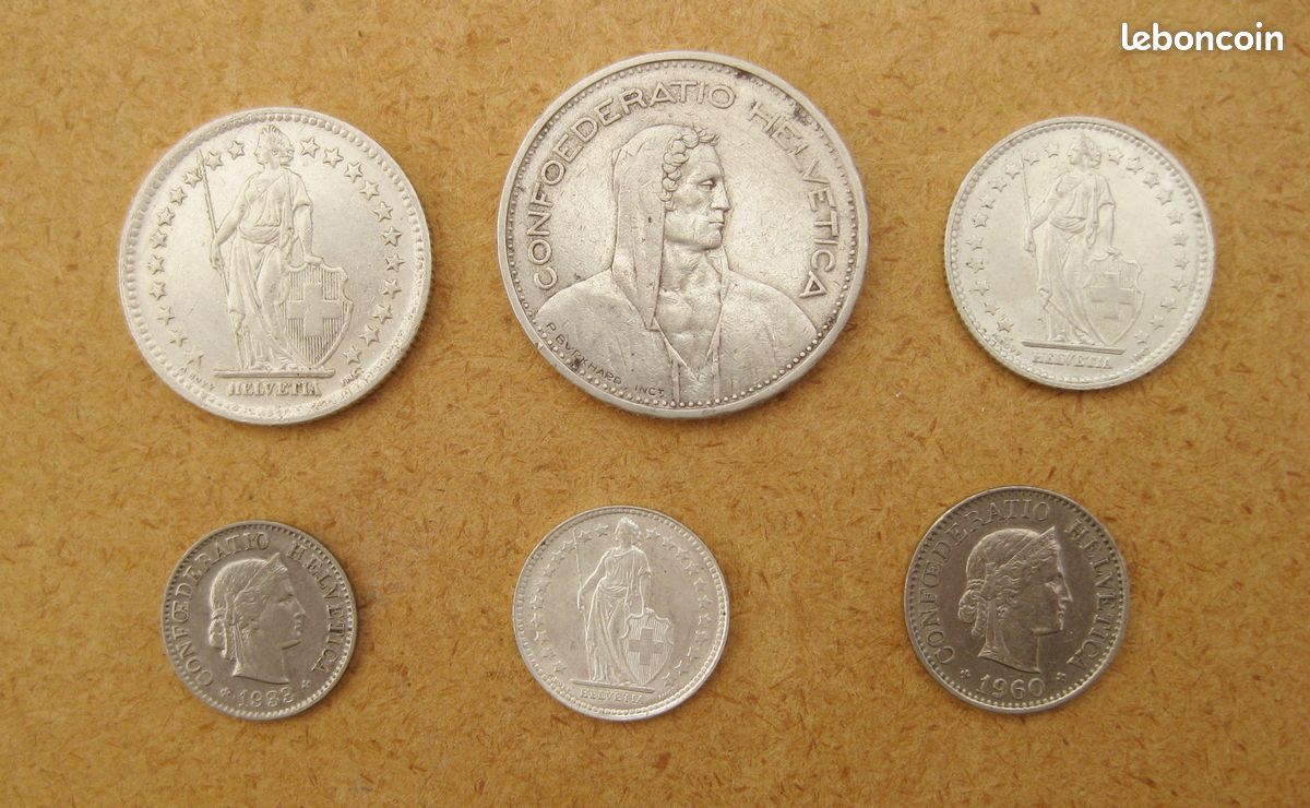 Lot pièces 5, 2, 1 Francs Suisse argent (image 2)