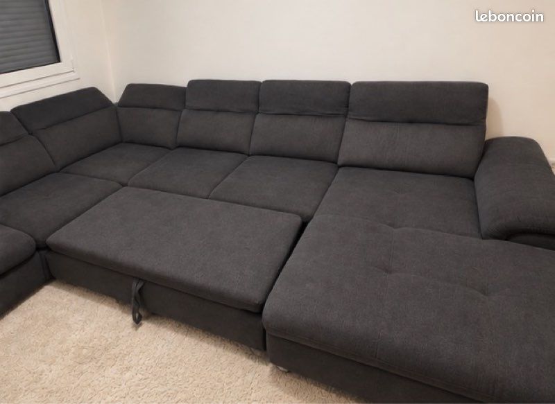 Canapé panoramique en U gris anthracite – convertible (image 4)