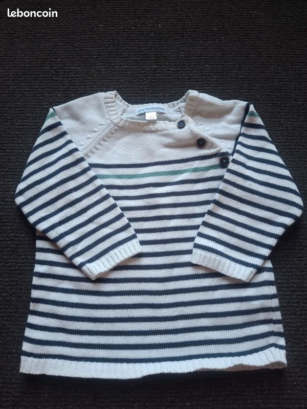 Pull marinière mixte vert baudet 12 mois 1 an (image 1)