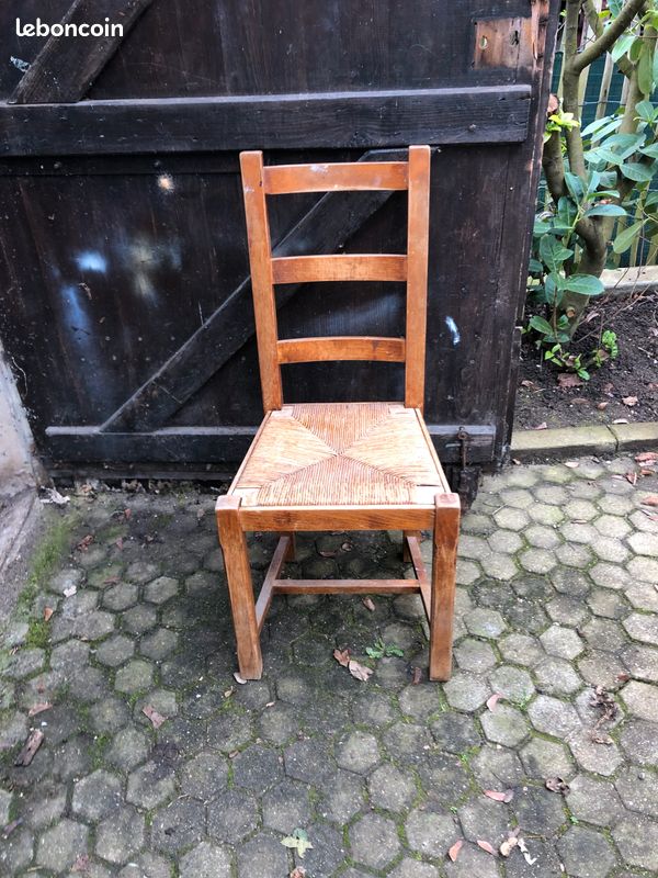 Chaise Ancienne Bois Paillage (image 1)