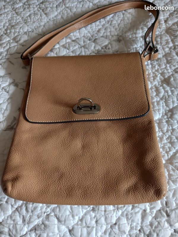 Sac à main cuir beige (image 4)