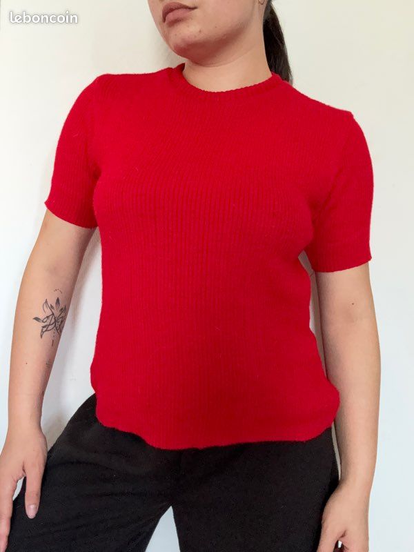 Pull rouge simple élégant – coupe slim – taille S (image 11)
