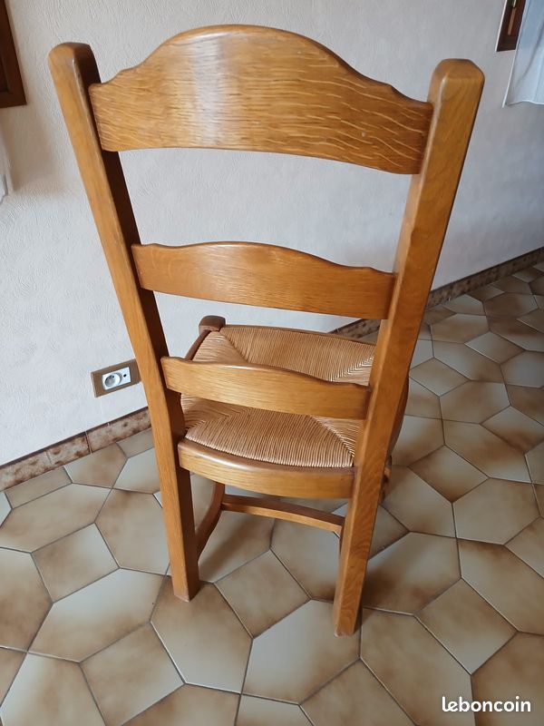 Lot de 6 chaises rustiques en bois massif et assise paille (image 4)