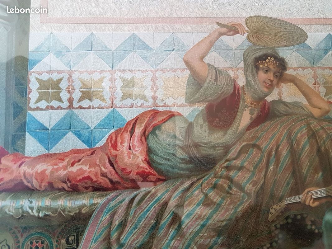 Chromolithographie fin 19e siècle André-Benoit Barreau- Gaetano TAUREL les orientales 68x55cm encadré (image 7)