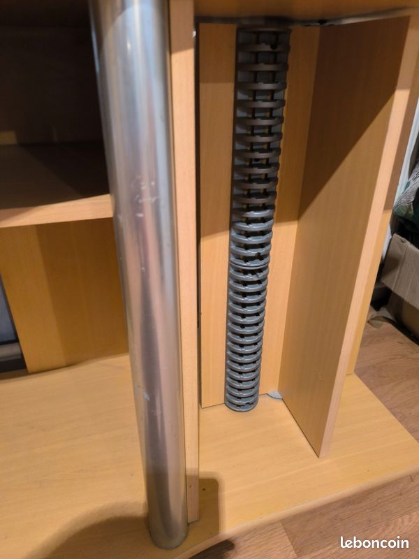 Meuble TV hêtre beige avec support DVD tournant (image 4)