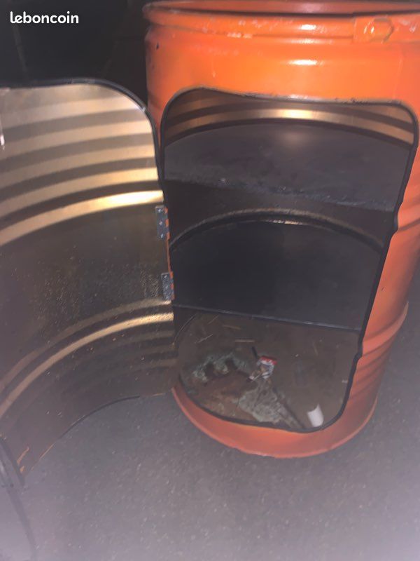 Baril HERMES 30 Litres décoration NOIR mate orange bidon