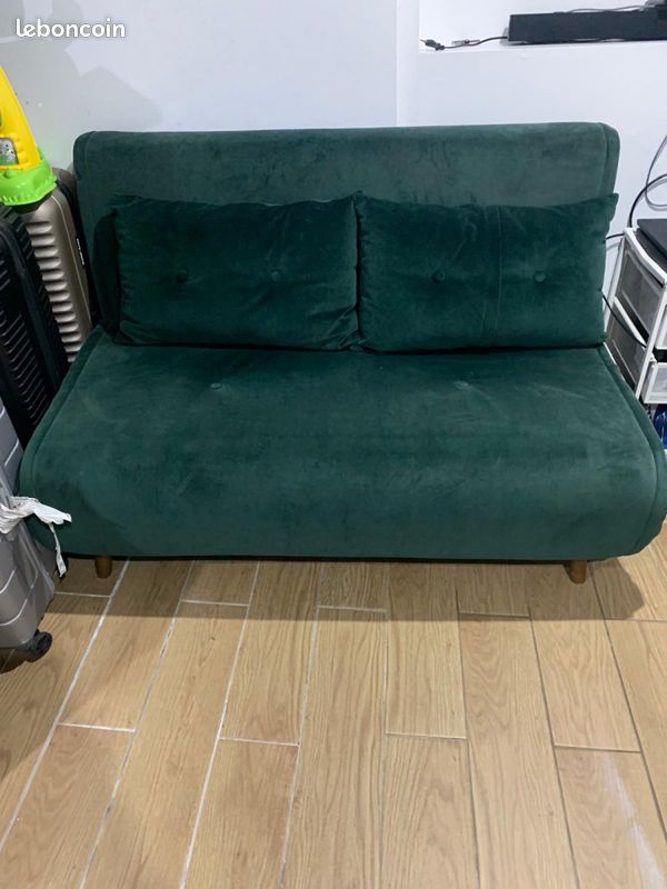 Canapé convertible déco velvet vert sapin (image 1)