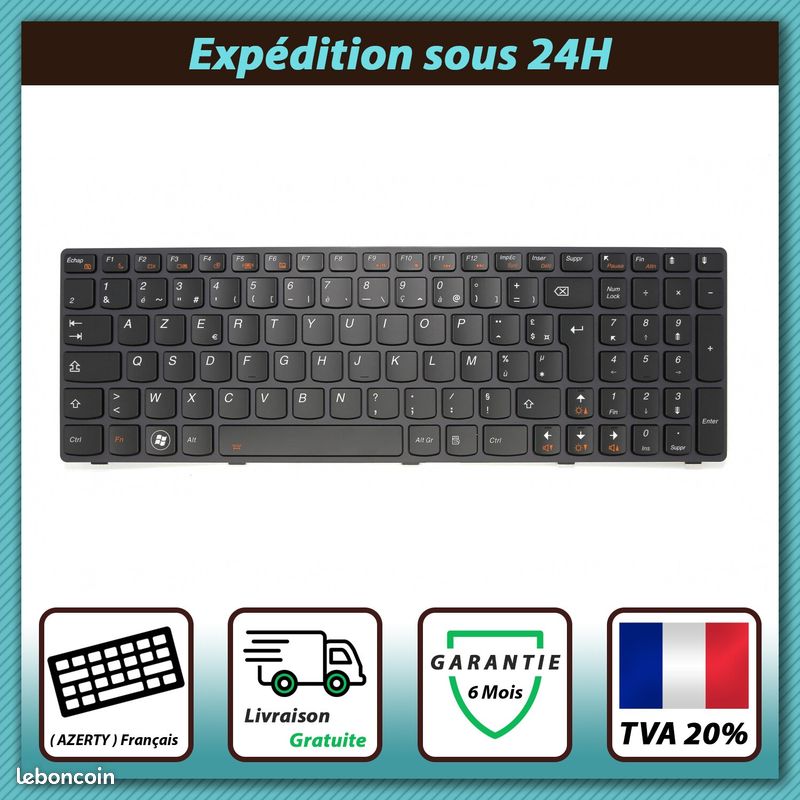 Clavier AZERTY Noir Rétroéclairé Pour Lenovo IdeaPad Y580 - Neuf Sous Blister