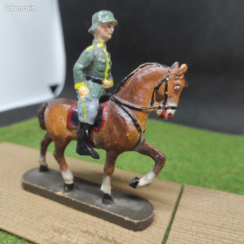 Figurine Elastolin – Chevalier Cavalier Moyen Âge, 1:32 (60mm), Plastique Peint, état Impeccable