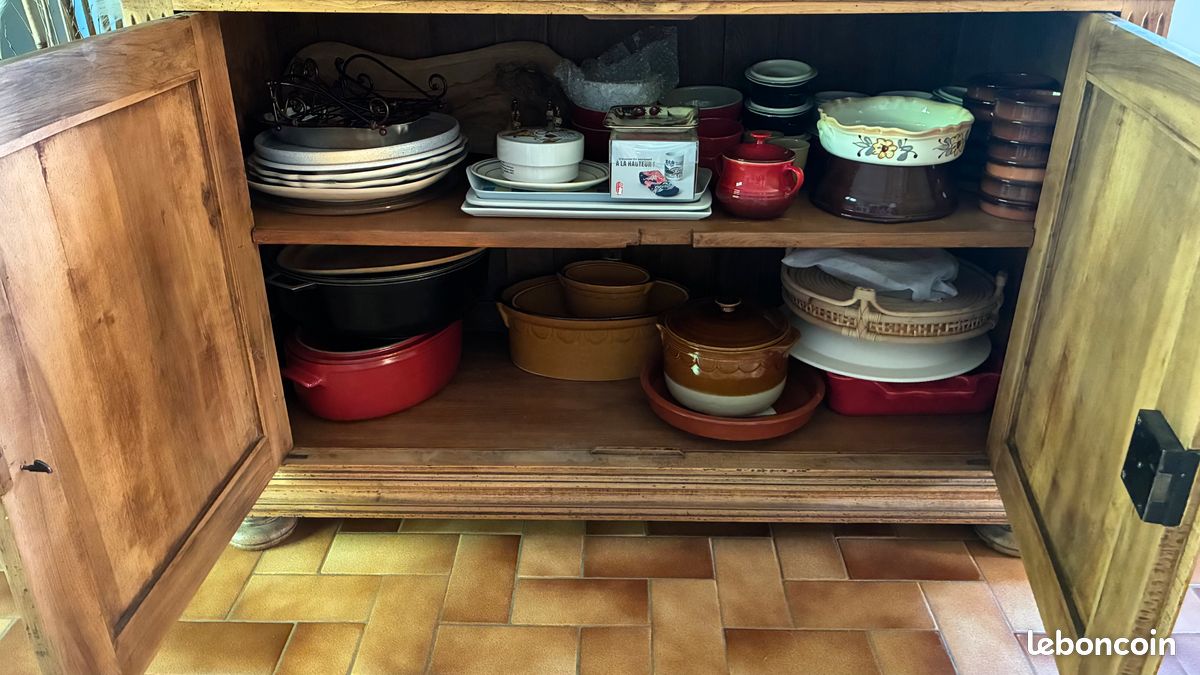 Authentique buffet deux corps ancien en bois massif (1902) (image 6)
