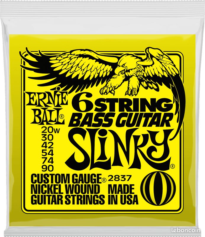 Jeu de Cordes Basse 6 Cordes – Slinky 20-30-42-54-74-90 ERNIE BALL 2837 (DESTOCKAGE) (image 1)