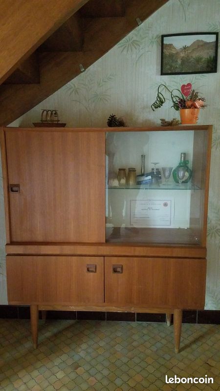 Console Vitrine Buffet Vaisselier – Style Campagne, Bois Blanc, 190x94x42 Cm, Neuf
