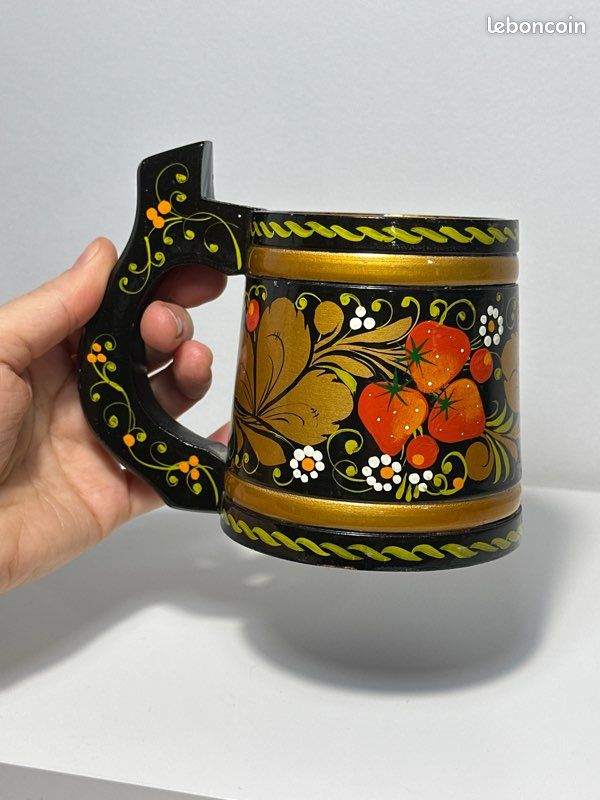 Tasse en bois art folklorique russe (image 3)