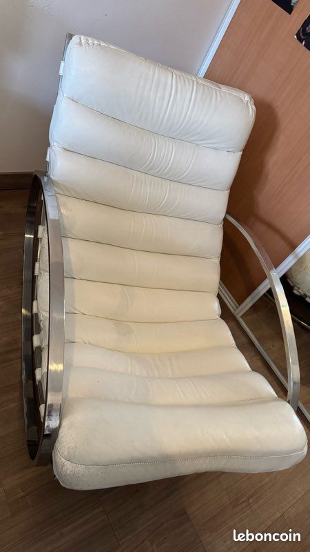 Fauteuil cuir blanc (image 4)