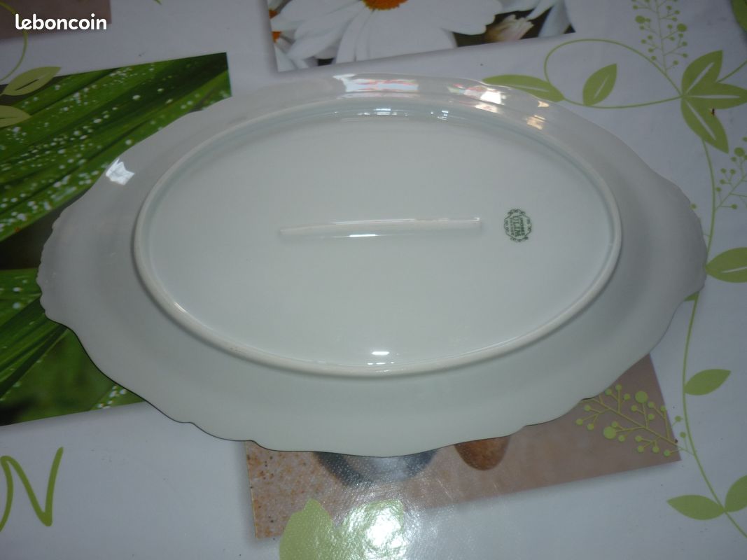 Grand plat ovale bord doré porcelaine -/n (image 2)