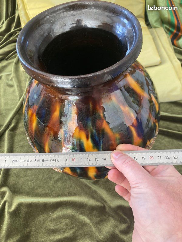Grand vase en poterie vernissée ( années 60-80 ) design vintage (image 7)