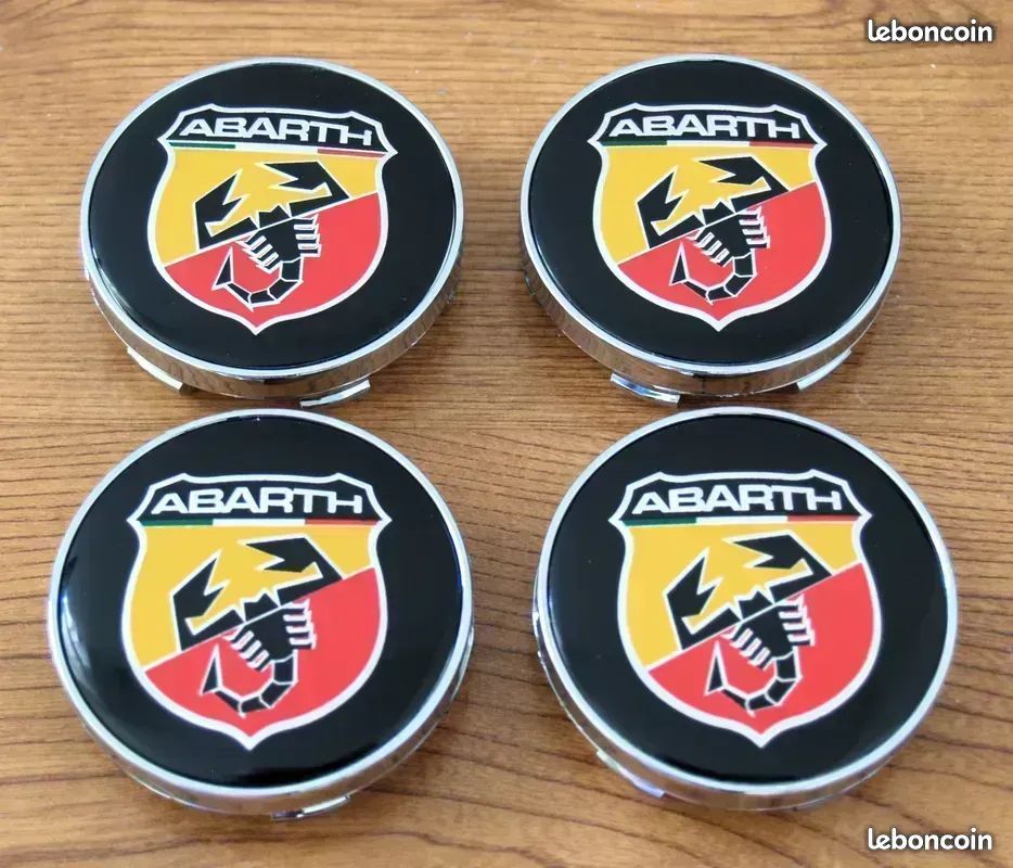 Caches moyeux 60 mm FIAT 500 ABARTH / Capuchon Roue / Enjoliveur / LOGO (image 1)