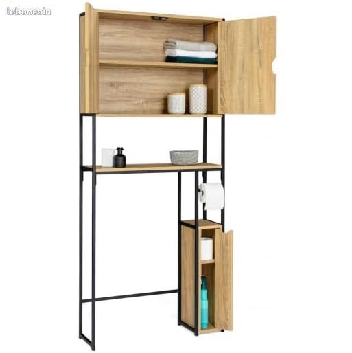 Meuble WC 3 en 1 avec armoires de rangement design industriel (image 1)