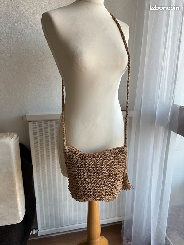 Jorzer Sac de plage de paille pour femmes sac de paille sac de vacances d'été grande capacité sac de fourre de plage Sac épaule tissé pour les vacances d' été essentiels beige