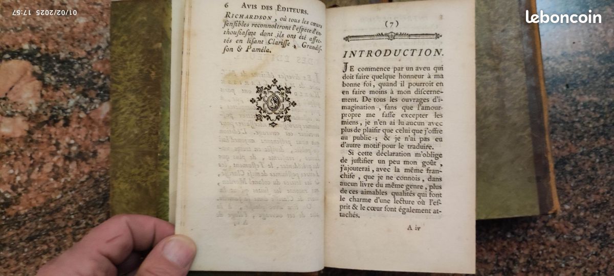 Lettres angloises, ou Histoire de Miss Clarisse Harlove. Nouvelle édition, augmentée de l'Eloge de Richardson, des lettres posthules & du testament de Clarisse.(Complet, 14 volumes reliés 7 tomes). (image 10)