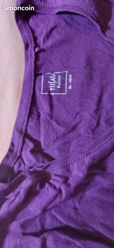 4 tee-shirts manches courtes 100% coton bio XL et XXL neufs unis couleurs vert violet mauve violine blanc (image 6)