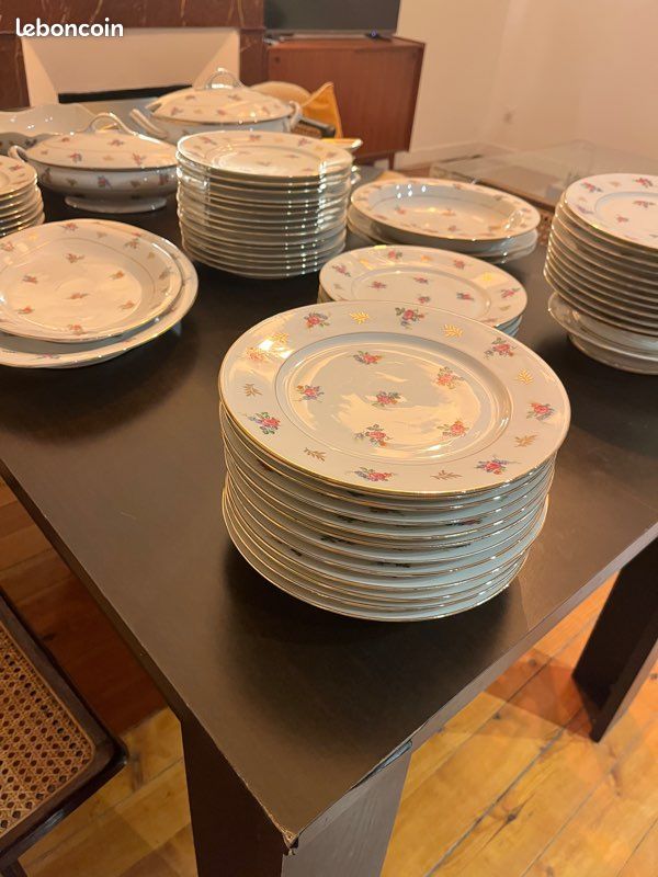 Service De Table Complet Limoges – Motif Hibiscus – Édition Limitée 311/1000 – 12+ Couverts