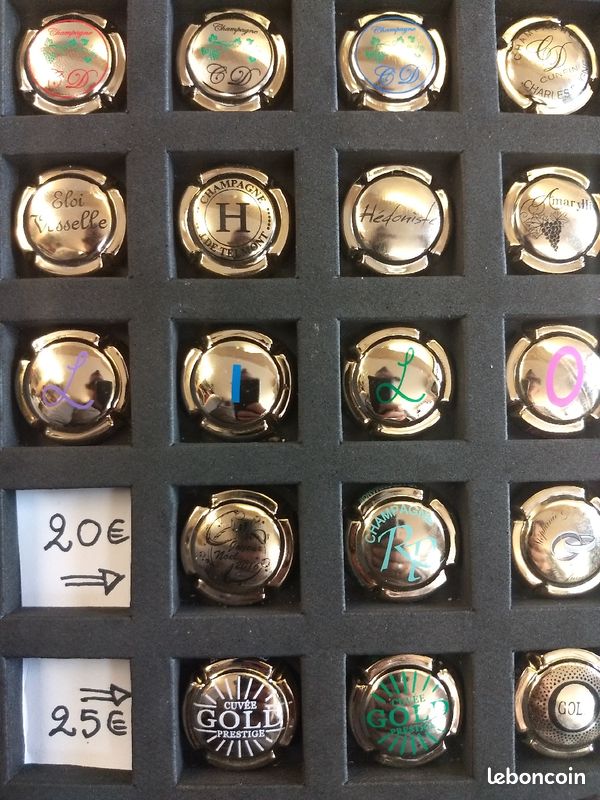 Lot ou détails capsules de champagne plaquées OR (image 6)