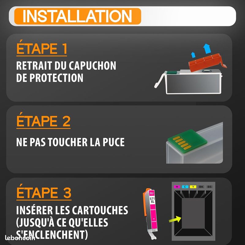 Cartouches d'imprimantes Lot de 11 cartouches d'encre XL- Supply Guy compatibles avec Canon PGI-570 et CLI-571 pour imprimantes Pixma MG5700, MG5750, MG5751, MG5752, MG5753, MG6800, MG6850, MG6851 etc (image 5)