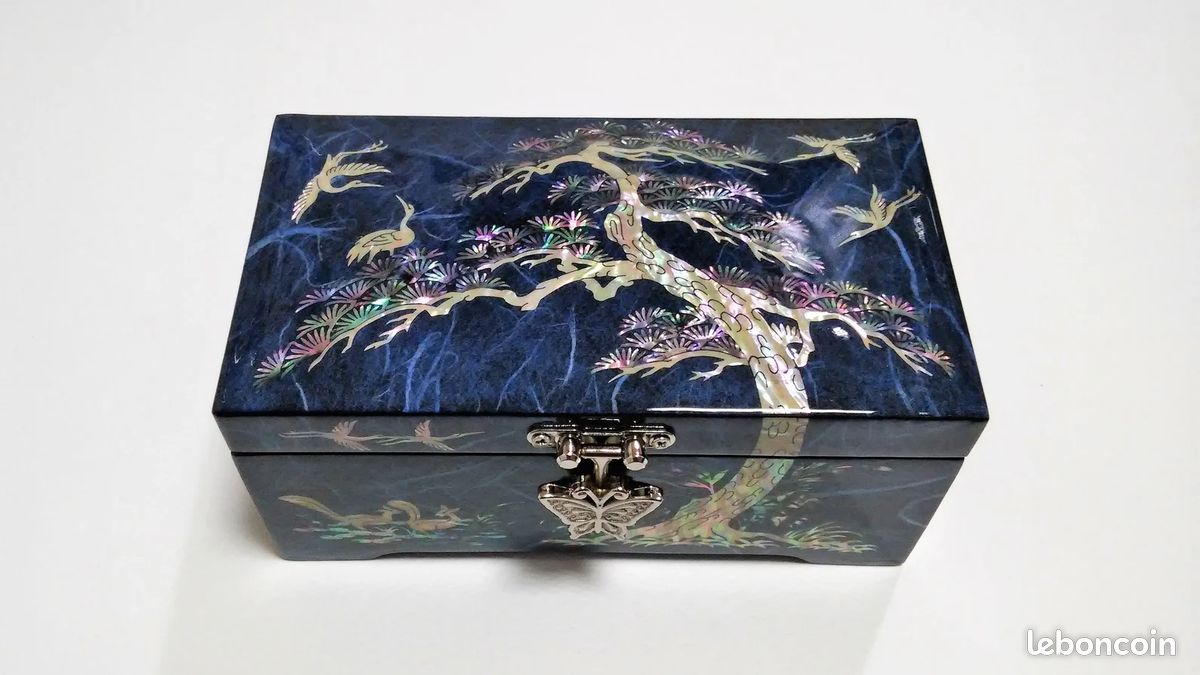 Boîte à bijoux en nacre, bleue (image 3)