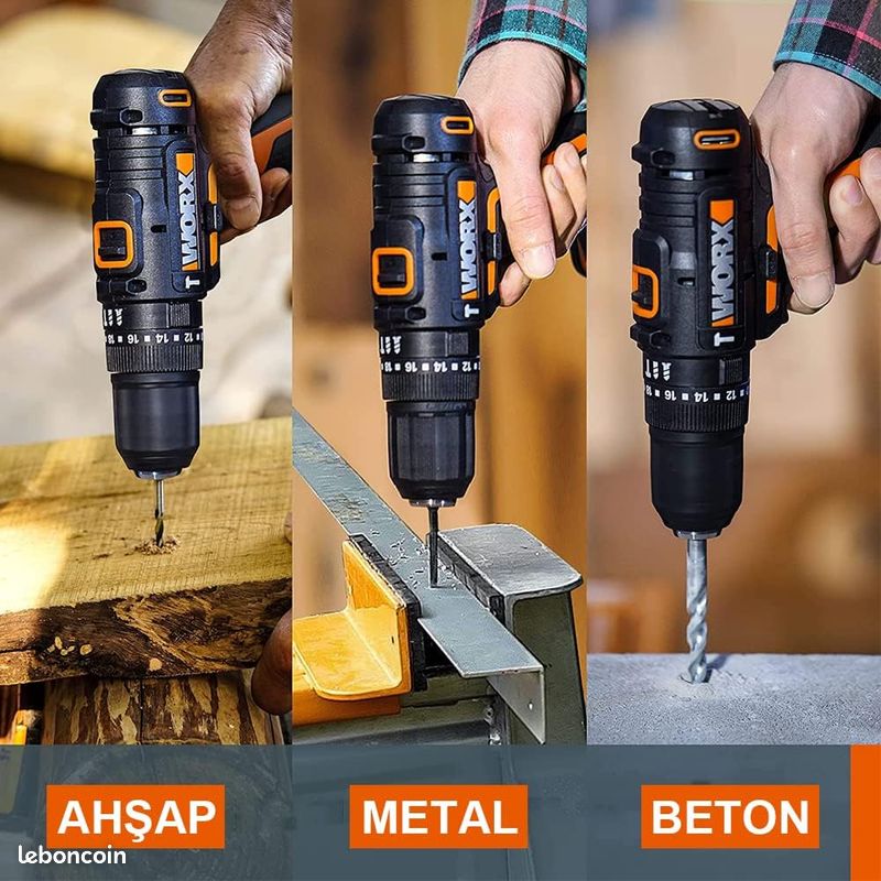 WORX - Perceuse-visseuse à percussion sans fil 20V - 50Nm - ⌀13mm - WX370.9 (Livrée sans batterie ni chargeur, avec double embout) (image 4)