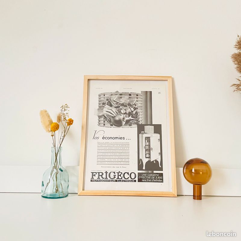 FRIGECO - PARIS - Affiche vintage N&B - Magazine L'ILLUSTRATION année 1931 (cadre en sus) (image 1)