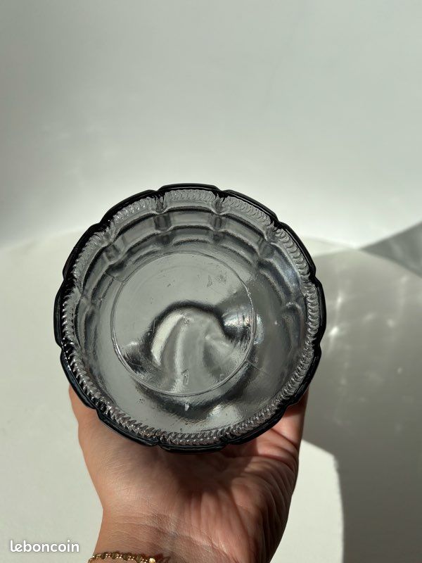 Vase en verre fumé gris à carreaux - style vintage apothicaire (image 3)