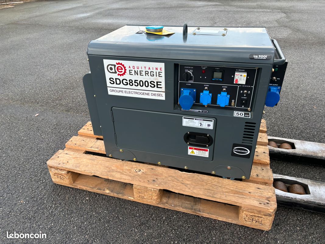 Groupe électrogène bio diesel 8 kva AQUITAINE-ENERGIE fioul huile végétale pure recyclée 230/400 V insonorisé, inverseur de source démarrage automatique neuf garanti 2 ans fabricant de 8 à 2430kva (image 1)