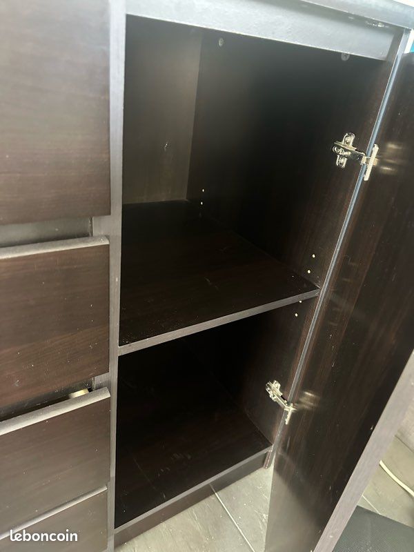Buffet 2 portes 4 tiroir marron foncé (image 6)