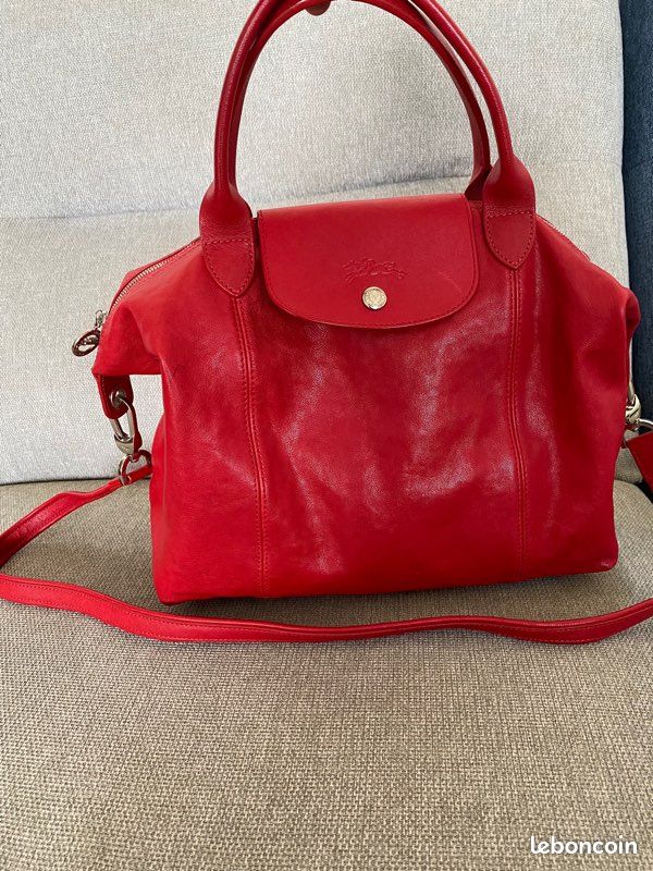 Sac pliage longchamp cuir rouge (image 5)