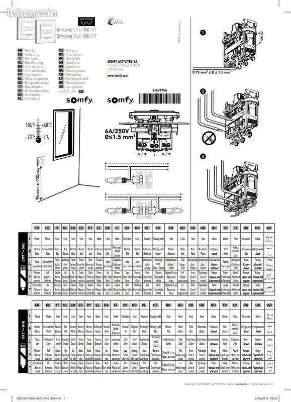 Inverseur filaire Somfy SMOOVE UNO WT- position fixe (image 2)