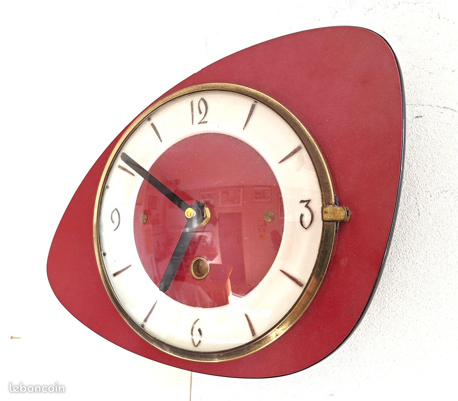 Pendule Horloge vintage 60's 70's US Sixties Diner rétro grise 49 x 49 cm