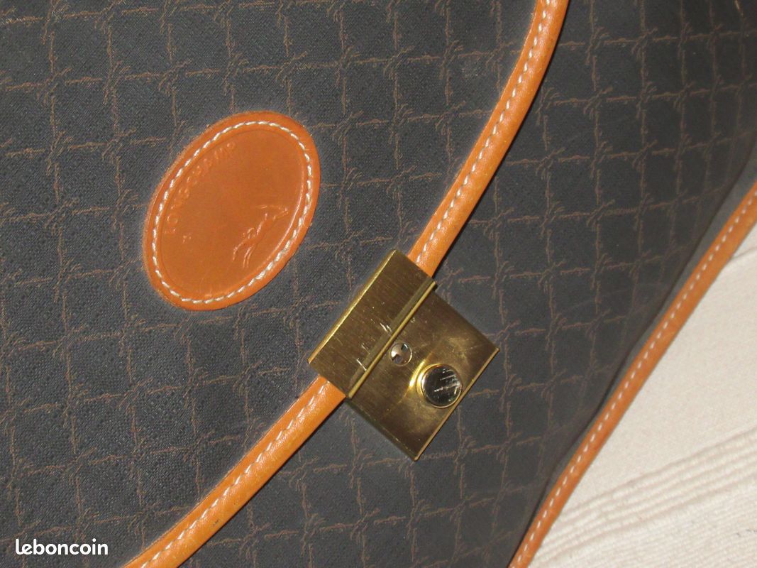 Porte-documents/serviette Longchamp, toile enduite et cuir, vintage (image 12)