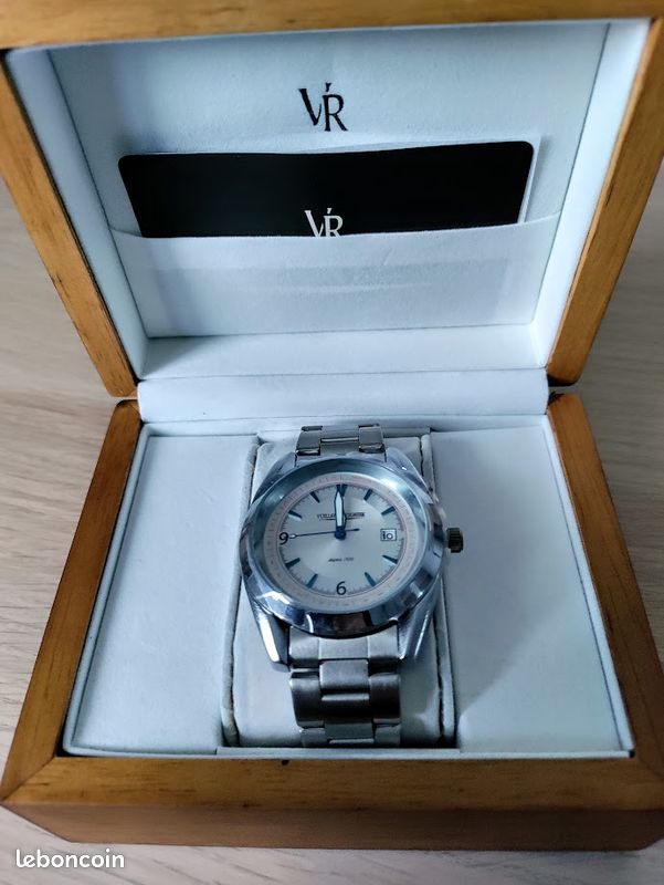 Montre Homme Vuillemin Regnier Neuve - Cadran Blanc, Bracelet Cuir Noir, Quartz, étanche 30m