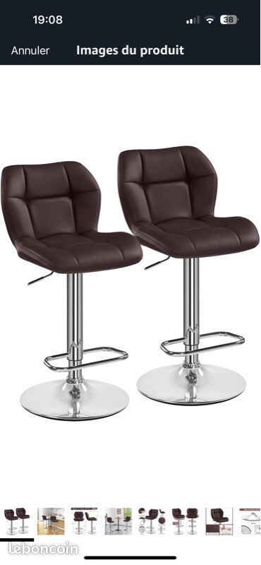 Chaises hautes bar cuir (image 2)