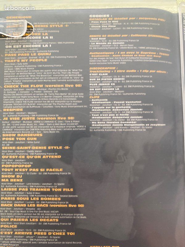 NTM « live 1998 zénith de Paris » DVD (image 4)