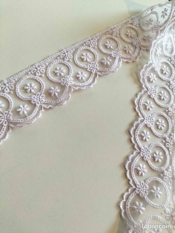 Lot De 11 Anciennes Dentelles Coton Blanc Festons - Ruban Galon Vintage Fabrication France