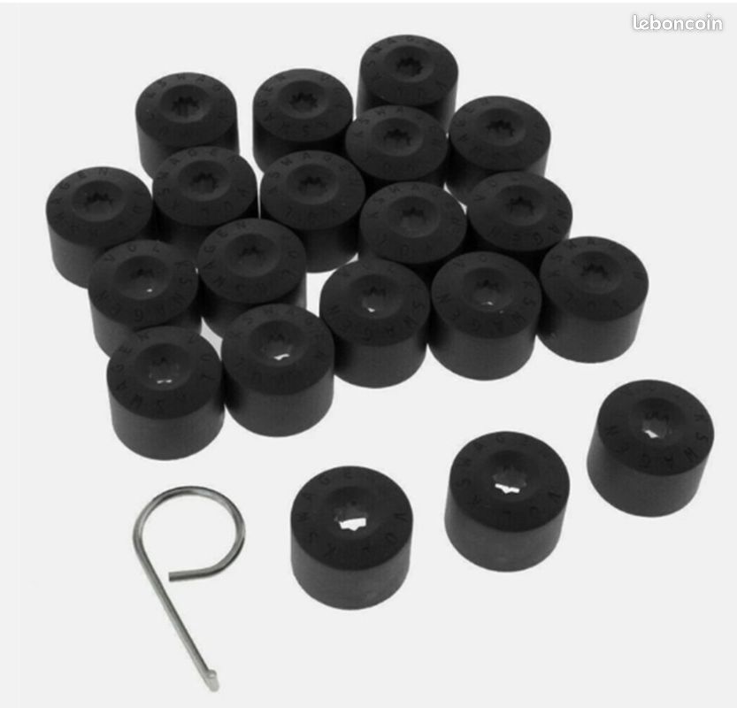 20 Caches Ecrou Roue VW Golf Passat Polo Tiguan Touareg UP Jetta Boulon Jantes Noir 17m (image 1)