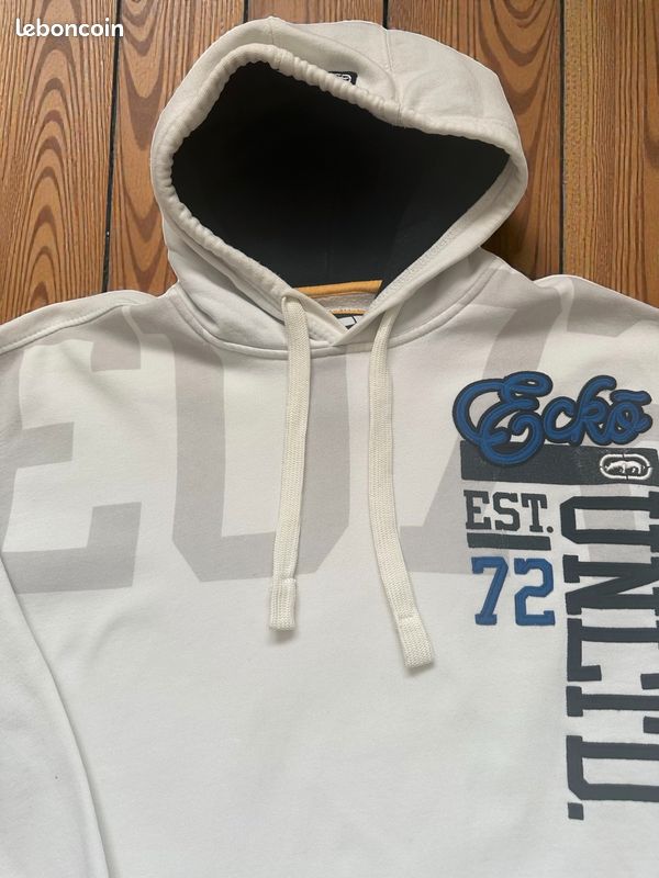 Sweat à capuche Ecko Unltd – Taille L – Blanc – Logo rhino – Streetwear US - Vêtements