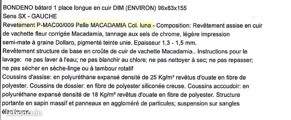 Canapé électrique avec méridienne en cuir Poltrone Sofa Coloris beige BONDENO (image 8)